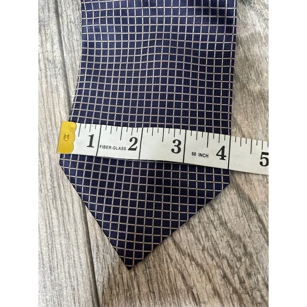 Ermenegildo Zelda Micro Plaid Italy Made Silk Neck Tie Blue Gold